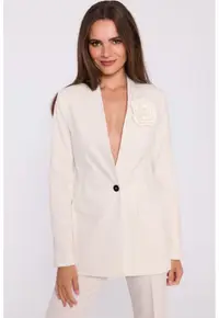 Sacou elegant de dama - fara guler - - Alb