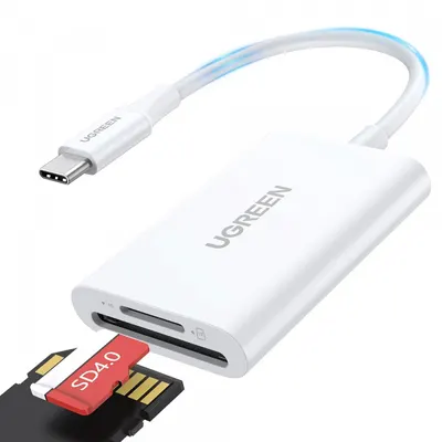 Cititor Card USB-C UGREEN CM265, SD - microSD, Alb