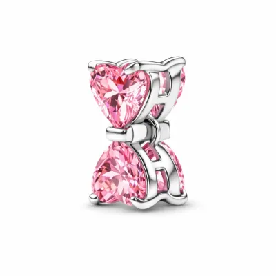 Talisman Pandantiv Pink Bow Cu Argint