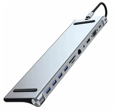 Adaptor Hub Multiport 11 in 1 USB C Docking Station pentru Laptop Q HU990