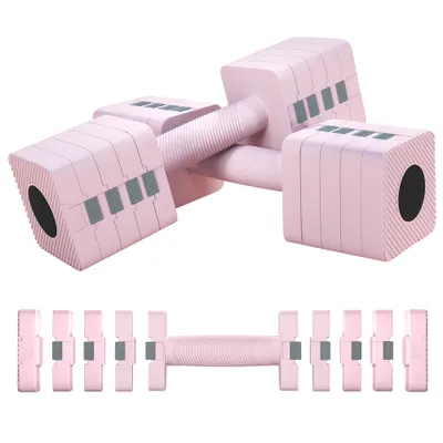 SPORTNOW Set 2 Gantere de 5 kg, Pătrate și Antiderapante cu Plăci Detașabile, din Oțel și ABS, 32x9x9 cm, Roz | Aosom Romania