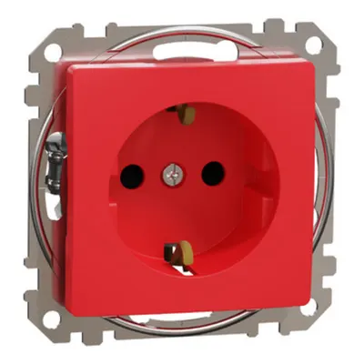 Sedna Design, Priza 2P+E cu cu obturatoare, rosie