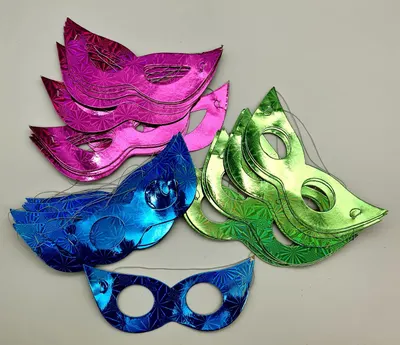 Set 12 Măști din Carton Holografic „Party Glam” – Accesorii Distractive
