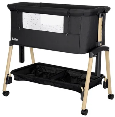 Pătuț pentru bebeluși Lorelli - Millie, Black, Wooden effect