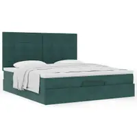 Gossi cadru de pat otoman cu saltele verde inchis 160x200cm catifea