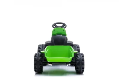 Tractor electric cu remorca pentru copii Nichiduta XXL Green, Acumulator 6V4Ah, Motor 22w, Roti late si rezistente, Remorca detasabila, Pornire la buton, Sarcina maxima admisa 25 kg