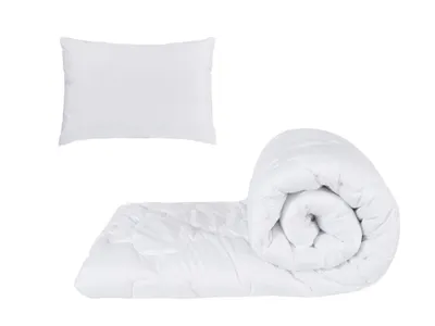 Set alb, pilota 150x200cm 250gsm + 1 perna alba matlasata 50x70cm