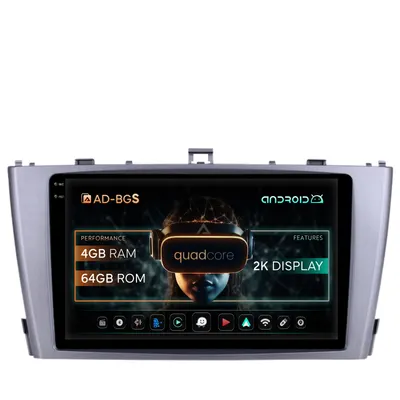 Navigatie 2K Toyota Avensis (2008-2015), Android, S-Quadcore 4GB RAM + 64GB ROM, 9.5 Inch - AD-BGS90042K+AD-BGRKIT093-S