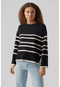 Pulover lejer cu model in dungi - Alb/Negru