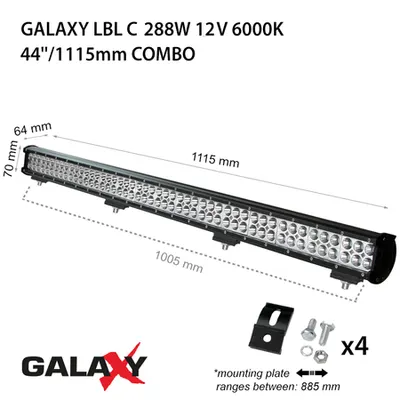 Proiector bara LED GALAXY LBL C 288W 12/24V 6000K 44``/1115mm