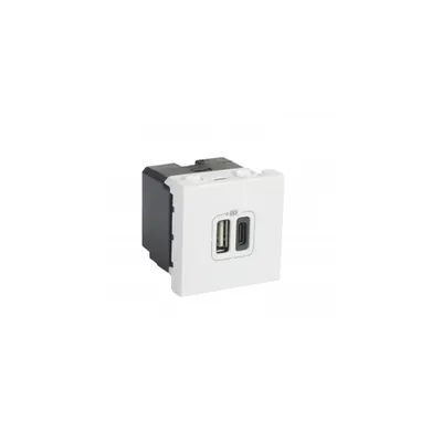 1 USB Type-A + 1 USB Type-C charging priza Arteor 3 A / 15 W 230 V - 5 V= - 2 module - alb