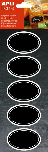 Etichete cu tabla neagra APLI - Oval, 12 bucati