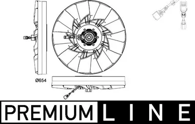 Cupla ventilator radiator (cu ventilator, 654mm, numar lame: 9, numar pini: 6) EURO 6 potrivit RVI C; VOLVO FL III D8K250-MIDS06.35.40D 10.82