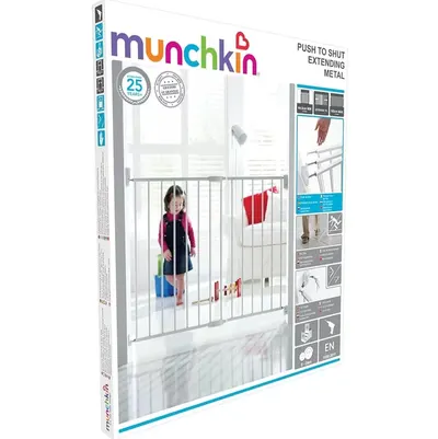 Poarta de siguranta extensibila Munchkin din Metal Push To Shut white