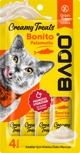 Gustare cremoasă pisici, Bado, snack pește & bonito, 4x15g Engros