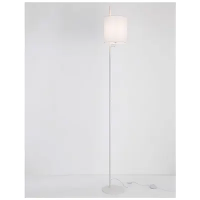 Lampa podea YAMA Alb Fabrirc Shade & Alb Aluminiu Intrerupator On/Off LED E27 1x12 Wat 230Volt IP20 Fara bec
