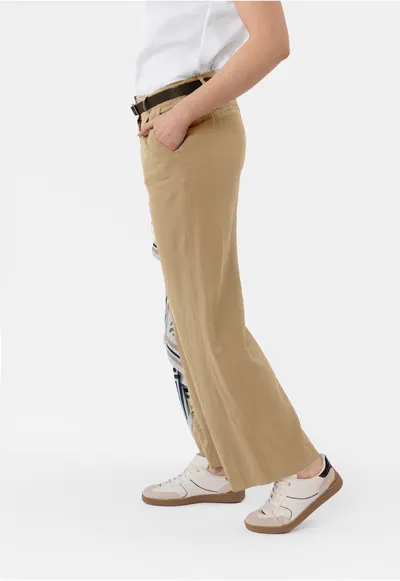 Pantaloni dama din in si viscoza - croiala dreapta - Comfort Fit - buzunare frontale - R-Gitta - Bej