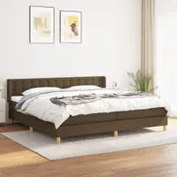 Gossi pat box spring cu saltea, maro inchis, 200x200 cm, textil