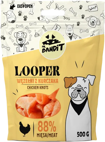 Recompense pentru caini Mr. Bandit LOOPER, pui, 500g