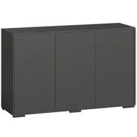 HOMCOM Bufet mobilier de depozitare 2 sertare culisante 3 uși poliță reglabilă panouri aglomerate 117 x 36 x 74 cm negru | Aosom Romania