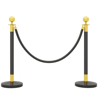 HOMCOM Stâlpi de Ghidare cu Funie de Catifea de 1,5 m și Bază de Umplut, din Oțel Inoxidabil, Ø32x96 cm, Negru | Aosom Romania