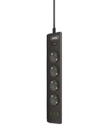 Prelungitor Electric cu 4 prize 2 USB Tip A 1 USB Tip C si intrerupator Q PX400