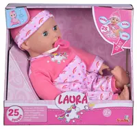 Păpușă interactivă Simba - Laura Tickle Baby, cu 25 de sunete, 38 cm