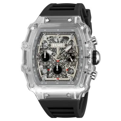 Ceas Bărbați SKMEI 2305 Alb-Negru - Funcții Multiple, Design Fashion, Cronometru, Alarmă, Rezistent la Apă 5ATM