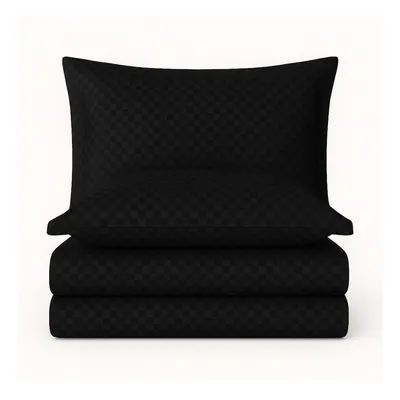 Lenjerie de pat neagră din bumbac ranforcé pentru pat de o persoană 140x200 cm Checkered – Mila Home Luxury