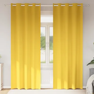 vidaXL Perdele Opaque cu Inel 2 buc. Galben muștar 245 x 140 cm