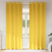 vidaXL Perdele Opaque cu Inel 2 buc. Galben muștar 245 x 140 cm