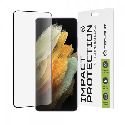 Folie de protectie Ecran Techsuit pentru Samsung Galaxy S21 Ultra 5G G998, Sticla Securizata, Full Glue, 111D, Neagra