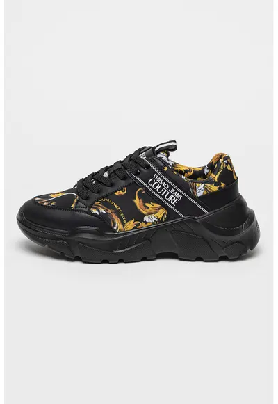 Pantofi sport cu model si garnituri din piele - Negru/Maro deschis