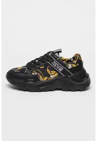 Pantofi sport cu model si garnituri din piele - Negru/Maro deschis