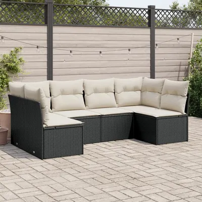 Gossi set mobilier de gradina cu perne, 6 piese, negru, poliratan