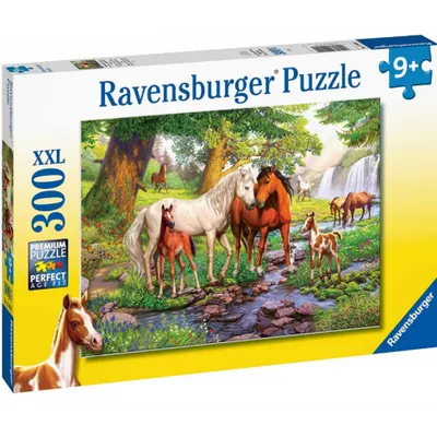 Puzzle Familie de Cai la Rau, 300 Piese