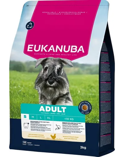 EUKANUBA Adult Small Breeds Chicken 3 kg hrană câini rase mici bogată în pui proaspăt