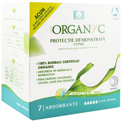 Absorbante Intime din Bumbac Organic SuperFlow 7 buc