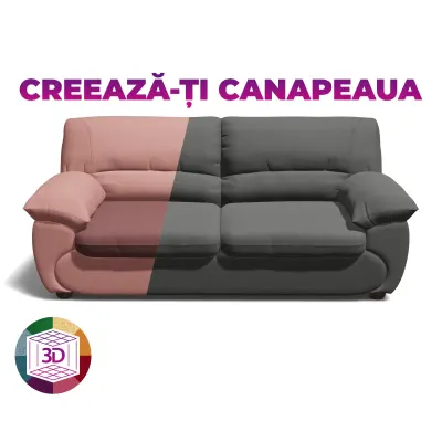 Canapea LUXOR 3L extensibila, 3 locuri, 215x95x95cm, Configurator 3D