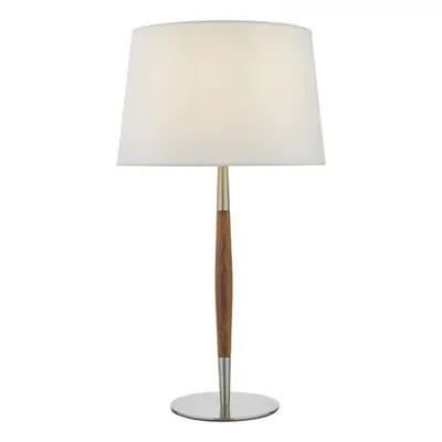 Veioza Detroit Table Lamp Satin Nickel Walnut Detail Base Only