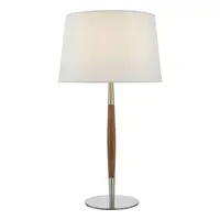 Veioza Detroit Table Lamp Satin Nickel Walnut Detail Base Only