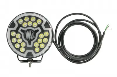 Far universal stanga dreapta (faza lunga, LED, 12 24V, inaltime 194mm, diametru 179mm, adancime: 78mm, transparent, aluminiu, negru, lumini pozitie, lungime cablu: 300mm)