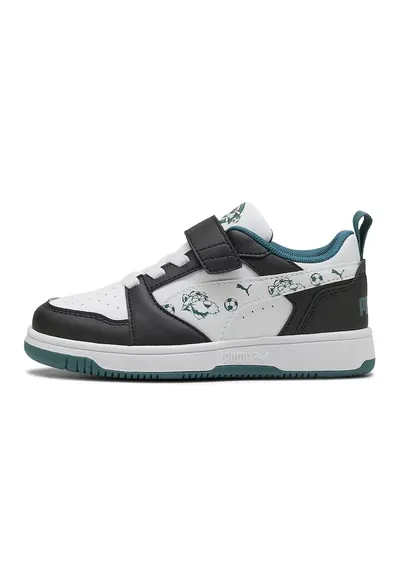Pantofi sport Rebound V6 Lo Super Puma AC+ PS cu velcro - Alb/Negru/Verde smarald