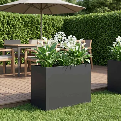 vidaXL Vază pentru Grădină Negru 60 x 30 x 40 cm Oțel laminat la rece