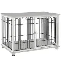 PawHut Cușcă pentru câini canisă pentru câini cu pernă picioare reglabile pentru câini medii până la 20 kg 90 x 58 x 62,5 cm gri | Aosom Romania