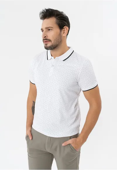 Tricou polo barbati cu model din bumbac - Regular Fit - Volano O-Glacier - alb - Alb