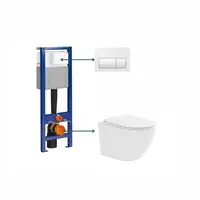 Set vas wc suspendat, tornado, alb, cu capac softclose, Fluminia Ricci cu rezervor incastrat si clapeta de actionare rezervor wc alb Cersanit Presto II