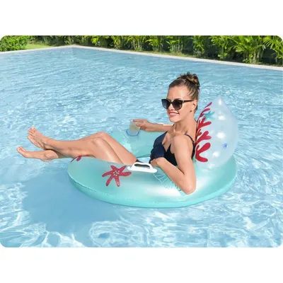 Colac gonflabil cu spatar Bestway Coral Bliss 113 x 107 cm,greutate admisa maxim 100 kg