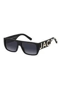 Ochelari de soare dreptunghiulari unisex cu lentile in degrade - Negru/Alb murdar