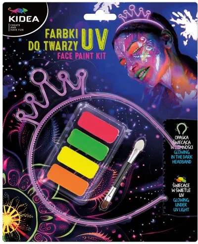 Set de vopsea facială și accesorii Kidea - Luminos, UV